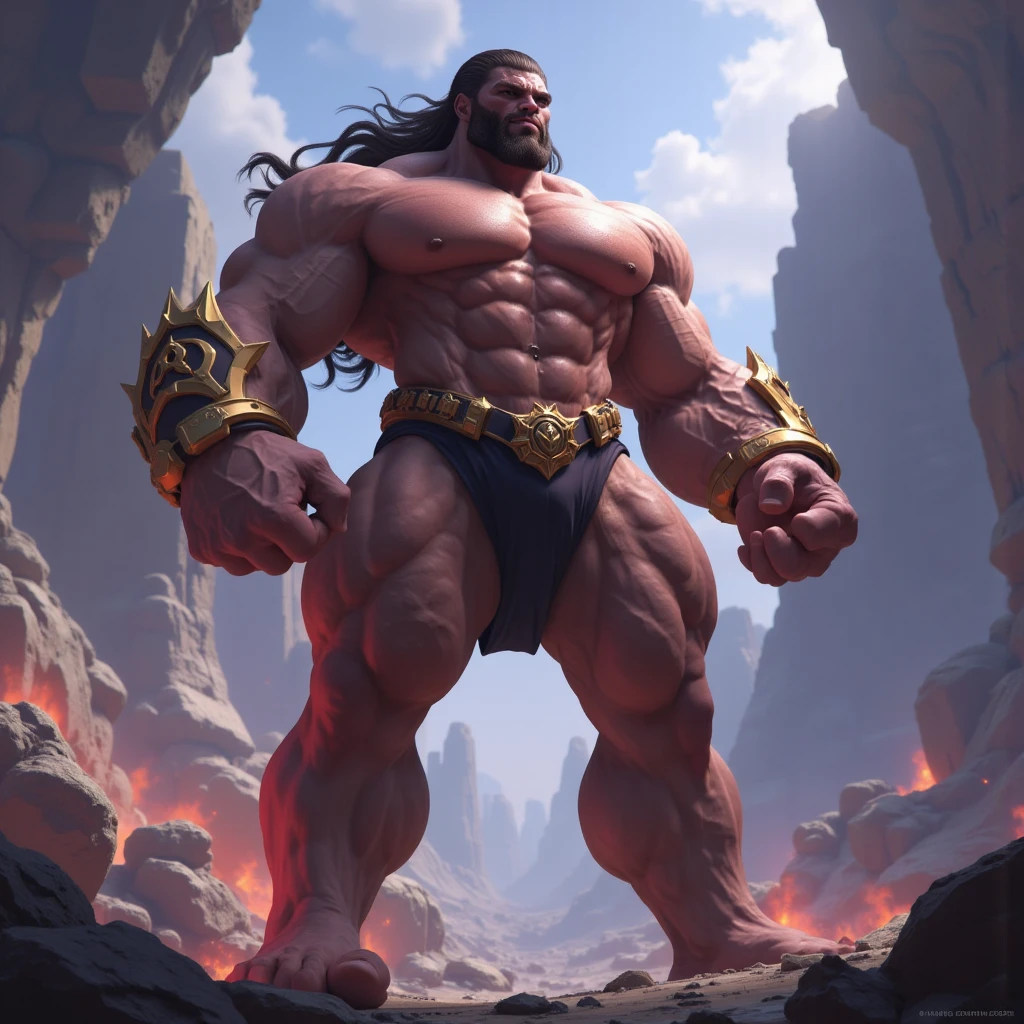 Alone,fur taur, ORCBEARtaur, Male, muscle, intestinal muscle, big belly, calnçan, large, Male mature, old.