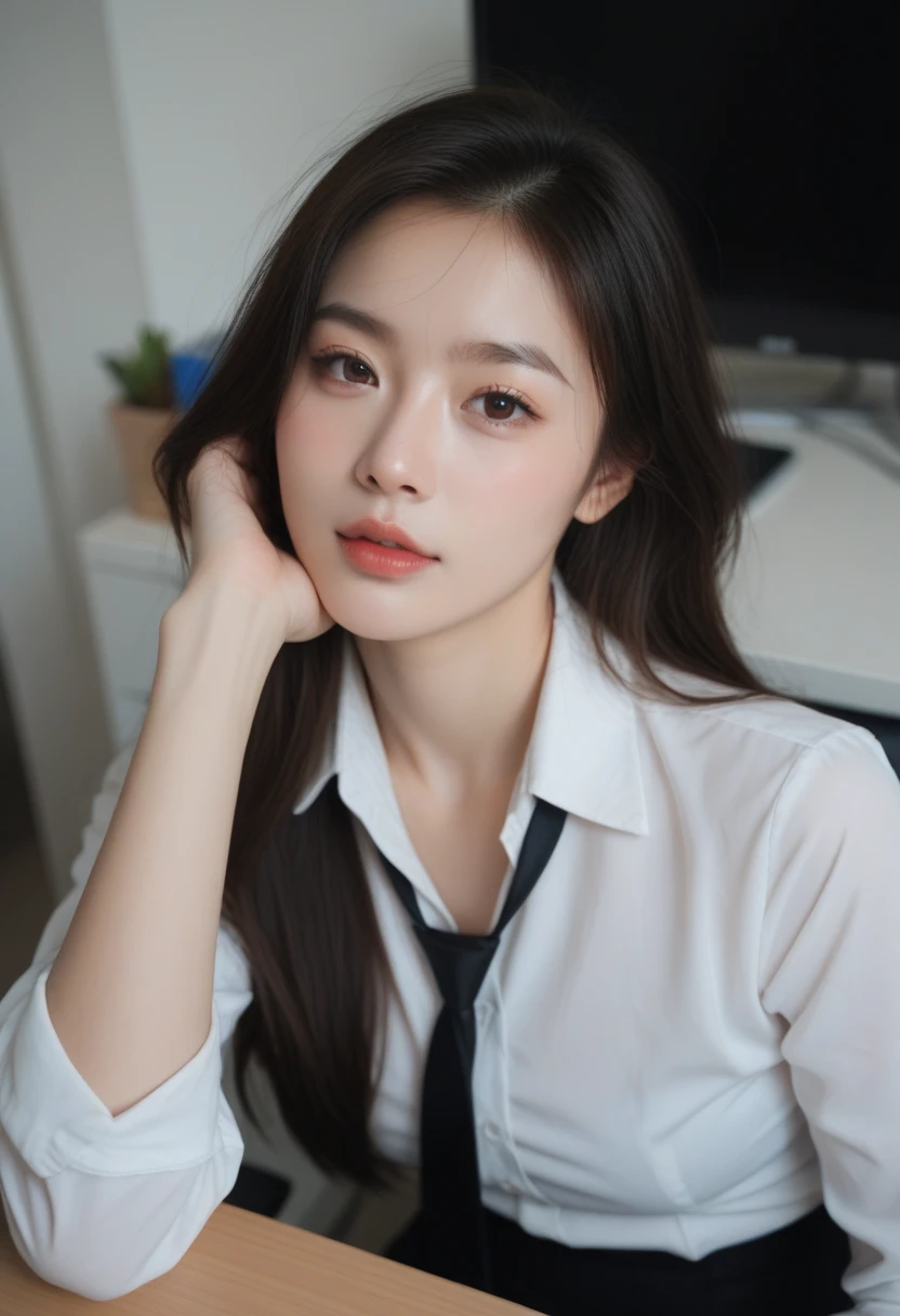1 Girl,bedroom,Soft Light,Chinese Beauty, Japanese school uniform,Dark-haired,Length of hair