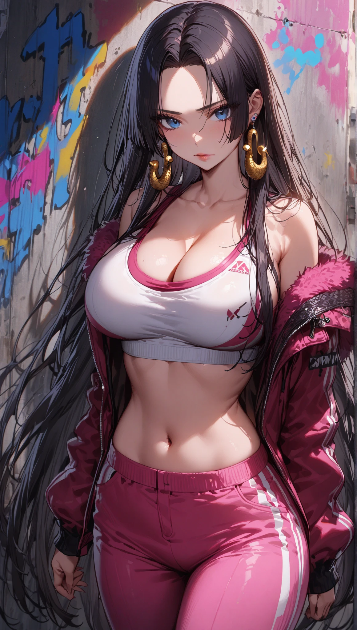 girl spacepunk,(((1girl))),((anime girl with extremely cute and beautiful black hair cat ears walking seductively down the street)),
(large breasts:1.4),saggy breasts,((((black hair,messy hair,colored inner hair,large hair,absurdly long unkempt hair:1.35,long hair,ear breathing)))),((((cat ears,cat ears on head,big cat ears)))),((pink eyes:1.3,upturned eyes:1.3,perfect eyes,beautiful detailed eyes,rainbow glows ultra-detailed deep pink purple eyes:1.1,gradient eyes:1,finely detailed beautiful eyes:1,symmetrical eyes:1,big highlight on eyes:1.2)),((fat)),(((lustrous skin:1.5,bright skin: 1.5,skin tanned,shiny skin,very shiny skin,shiny body,plastic glitter skin,exaggerated shiny skin))),(spider lower abdomen,narrow waist,wide hip,athletic body,inflated legs,delicate detailed fingers,detailed body,detailed arms,human hands,(detailed face)),
cute,slutty,seductive,erotic,(((nsfw))),
zettai ryouiki,revealing clothing,show skin,((((underboob)))),(cleavage),(semi-naked,with little clothing,((tiny thong)),bare legs,visible thong straps),((((crop top hoodie,cropped hoodie,hoodie,hoodie intricate)))),((detailed outfit,detailed clothes)),
(dynamic pose:1.0),solo focus,embarrassed,centered,scale to fit dimensions,Rule of thirds,
Cityscape, daytime view, very pretty city with neon lights, futuristic cityscape, overcast sky, futuristic city ambiance, detailed background:1.25, lonely street,
(best quality,high resolution,sharp focus,ultra detailed,extremely detailed,extremely high quality artwork,(realistic,photorealistic:1.37),8k_wallpaper,(extremely detailed CG 8k),(very fine 8K CG),((hyper super ultra detailed perfect piece)),flawless,(((masterpiece))),illustration,vibrant colors,(intricate),High contrast,Selective lighting,Double exposure,HDR (High Dynamic Range),Post-processing,Background blur,