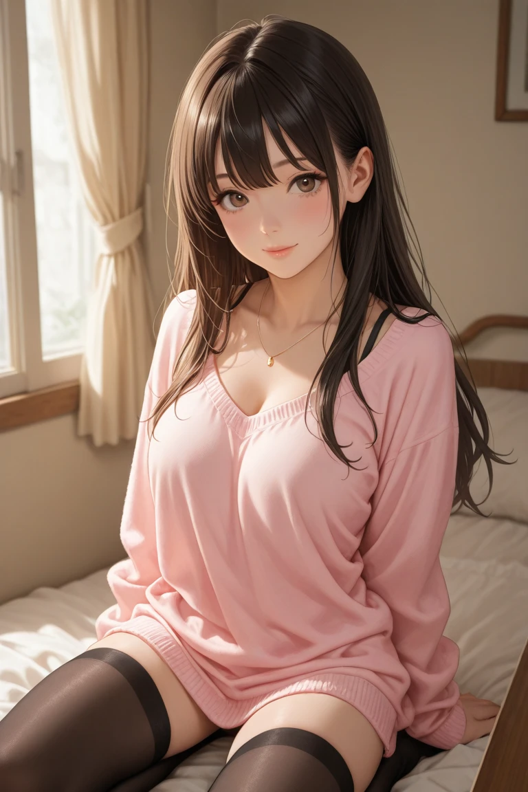 ((Extreme exposure))(High-definition image quality)極Realistic skin texture、High definition face(brown、Very long straight hair、Hair behind the ear、Beautiful moist brown hair、Smooth Hair)((Bright smile、Embarrassed expression))、Gaze(sexyな25歳の女の子、Idol Makeup、Eyeliner)(Fair skin)(Sparkling eyes)Smooth Skin、Realistic skin texture ((White knit off-the-shoulder、Short length、Cleavage、Super big 、Upper body naked)) ((Extremely short denim miniskirt、damage、Super tight、small、Ultra low rise))))A well-proportioned and perfect body、Beautiful armpits、On the position of the chest、Round big breasts、Beautiful valley、Ultra-thin waist、Waistline、Long legs、Glitter High Heels((((On the hotel bed、sleep、Lying down、M字Leg spread、Leg spread))))(((((sexy、Medium full shot from directly above))))))