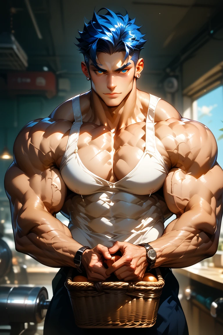 anime guy with a big ass showing off his muscles, muscular! white, back pose, muscular!!, gigachad muscular, super buff and cool, handsome anime pose, most strongest pose, full growth from the back, muscular character, muscular!, beefcake pose, with his back turned, showing his ass, muscular!!!, his back is turned, bare back, lean but muscular, silver gray undercut mohawk hairstyle, dark tanned skin, looking at viewers, sweaty, gyatt, soaked wet, juicy ass, drenched in milk, milk splashed on pants, teasing smile, jockstrap, sweating, tight pants, oiled body, cool punk hairstyle, hair tattoo