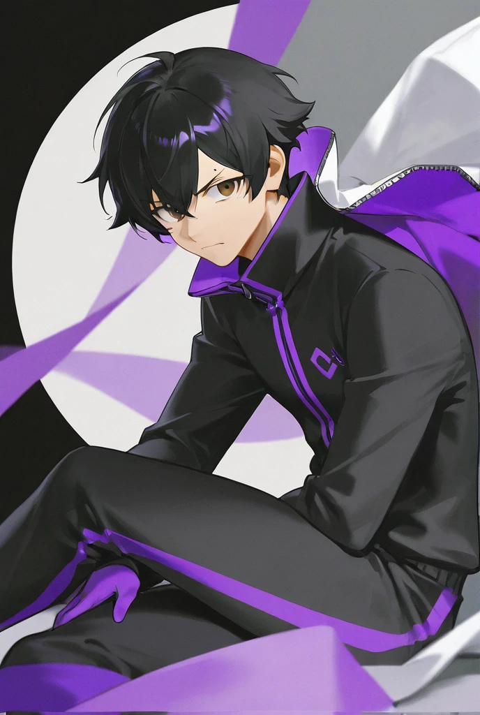 Cool male with black tracksuit and a beautiful face like adonis