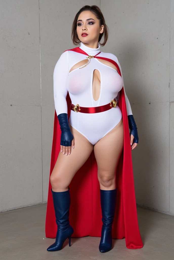 Gestapo:1.3, mature plump woman，Pregnant women, Very large breasts:1.7, Plus Size Model:1.3，Nicole Kidman, White women(Germany), 50 years old,, Very red lips, Are standing:1.7，blonde(Long straight line)，Fat，smile，Very tight red catsuit，Black Cape(Cape), Pregnant women, Plus Size Model，Fair skin，White women(Germany), 50 years old, Very red lips:1.7, blonde(Long straight line), Nicole Kidman, Very large breasts:1.7, Plus Size Model:1.3，Very tight red catsuit，Black Cape(Cape), huge sapphire earrings:1.7, huge sapphire earrings:1.7, Gestapo:1.3,  Knee-high socks, Knee-high boots,