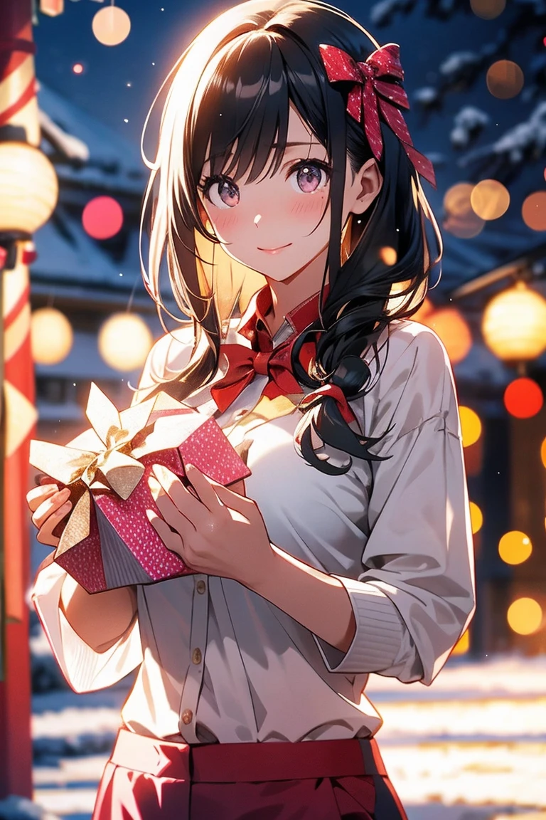 (🎄:1.1),👧,🙂,🩱,🎅,🎁,🎀,❤,☃,❄,🌃,🌆,🦌