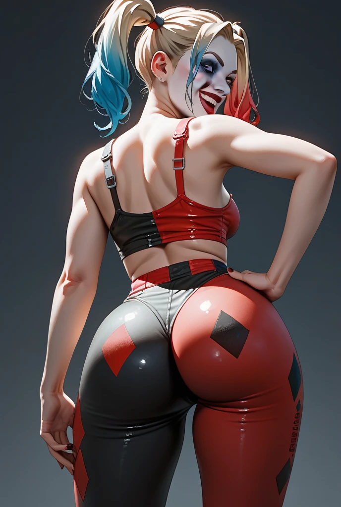 score_9, score_8_up, score_7_up, BREAK,
ass support, female, holding baseball bat, harley quinn, looking at viewer, 