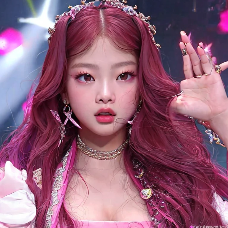 l4lisa wearing a pink crown,(by lisa frank:0.55), (by sailor moon:0.5), highly detailed, photorealistic