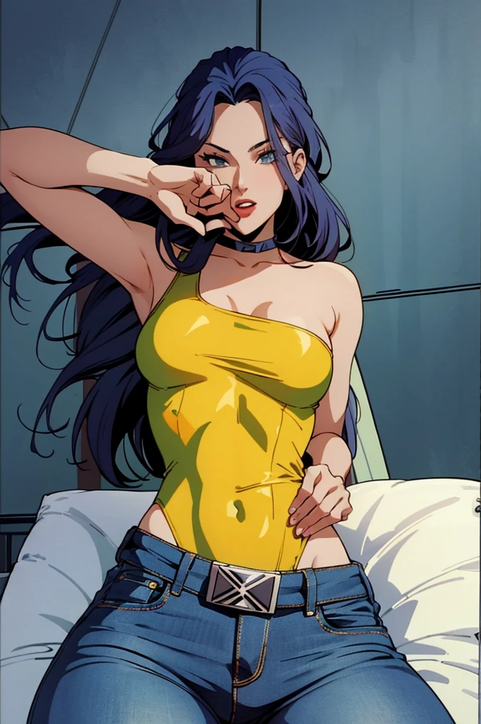 A sultry, high-contrast portrait of the enigmatic evil MILF, set against a dark, mysterious backdrop. Her piercing gaze, framed by luscious lashes, seems to hypnotize all who dare gaze into it. Her full lips curve into a sly smile, beckoning in those with a penchant for submission. A subtle smirk plays on her lips as she reclines, one leg provocatively crossed over the other, showcasing her seductive prowess. The camera captures her tantalizing curves, accentuated by a low-cut dress that hints at her secrets. As she gazes directly into the lens, an aura of unapologetic sexuality surrounds her, drawing in unsuspecting prey like moths to a flame.