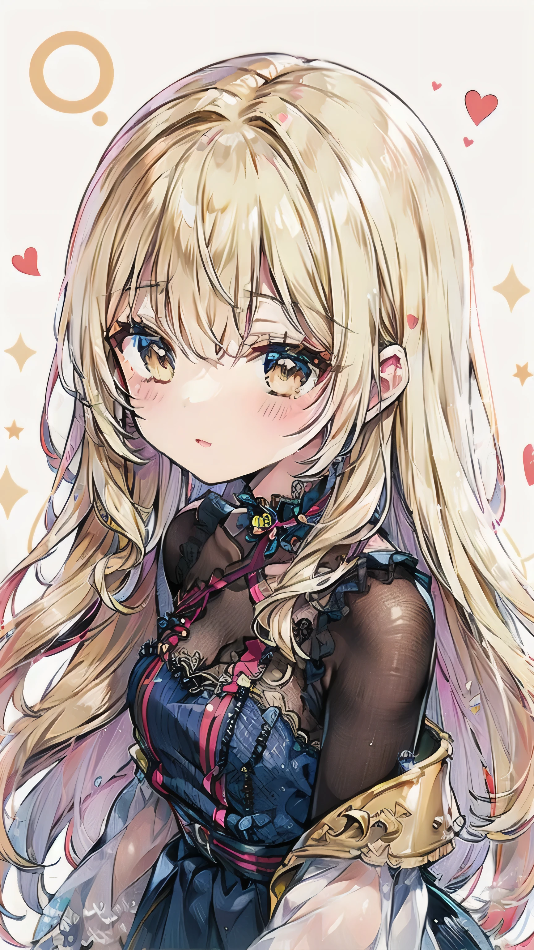 Dots are、明るいピンクの頬、she has chin-length, curly, golden blonde hair with wavy bangs.、she'dark-skinned girl, she is wearing a bright red headband with a ribbon on the right side of her head.. Dots are、she wears a shiny pastel blue and scarlet red dress with a small ribbon belt around her waist。, white collar, 4 crimson buttons, Bright red lining. sheのドレスの下には赤と淡いブルーのチュールスカートがある.. she also、Red top with white socks、she is wearing carnation pink high-top sneakers with bright red shoelaces, Shine; glitter, NSFW,