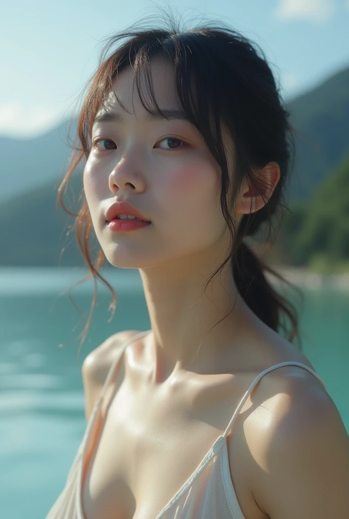 (8K, RAW, professional, best quality, masterpiece:1.2), (realistic,photorealistic:1.2), portrait, 20 years old, pbasiangirlv3 girl, cinematic lighting, beach, naked <lora:PBasiangirlV3:0.8>
