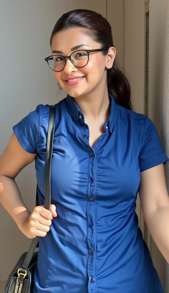 ((beautiful Nerd malaysia Mature woman : 1.2, College Lecturer)), 45 Years old, Middle age woman, name mira filzah brown eye, wearing nerd eyewear,tudung muslim,modernbaju kurung look rich,, unbuttoned baju Kurung, calm,confident,happy,beautifull MILF Curvy body, White Skin Body,looking at viewer, sitting on desk in classroom, (photo, photorealistic:1.37), (ultrahigh-res), half body, walking pose, hyper detailed POV, by lee jeffries, nikon d850, film stock photograph ,4 kodak portra 400 ,camera f1.6 lens ,rich colors ,hyper realistic ,lifelike texture, dramatic lighting , cinestill 800, (huge breasts 1.3).