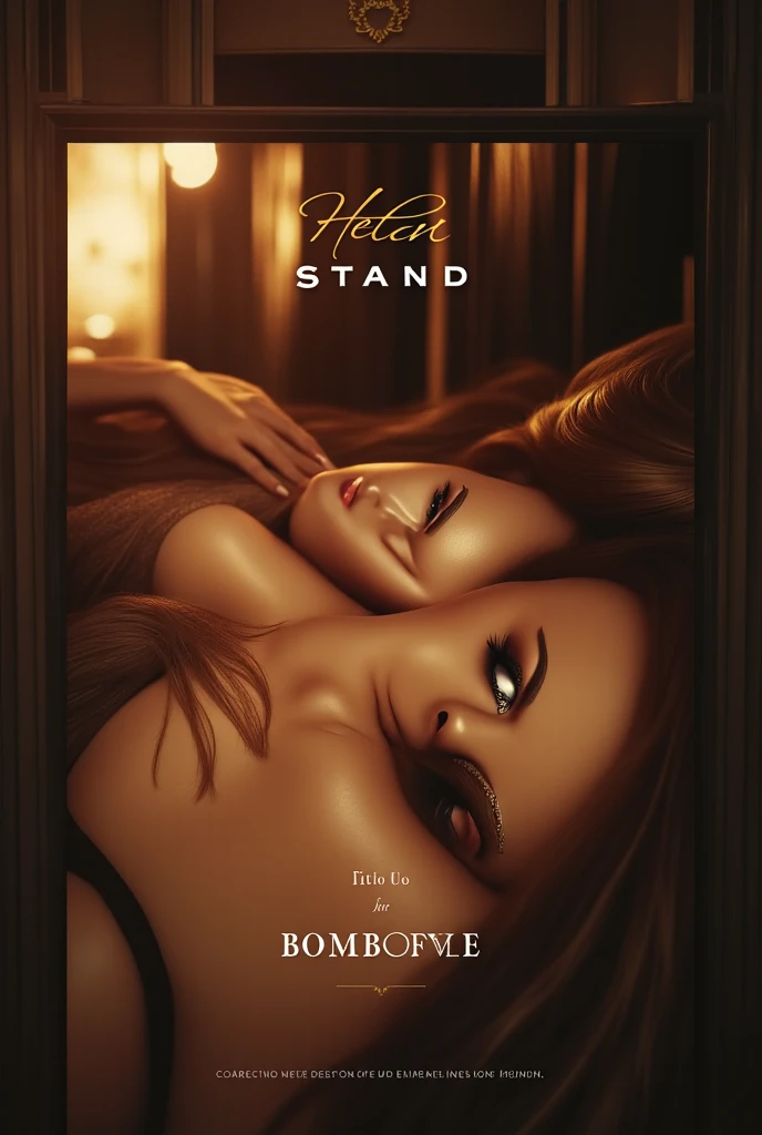 2 heads,Portrait of a 40-year-old woman with brown hair, a captivating gaze, Brown eyes, Wrinkles on her face, Black pantyhose,She wears very sexy lingerie that reveals her big sagging breasts, Light makeup and red lips. 32K
