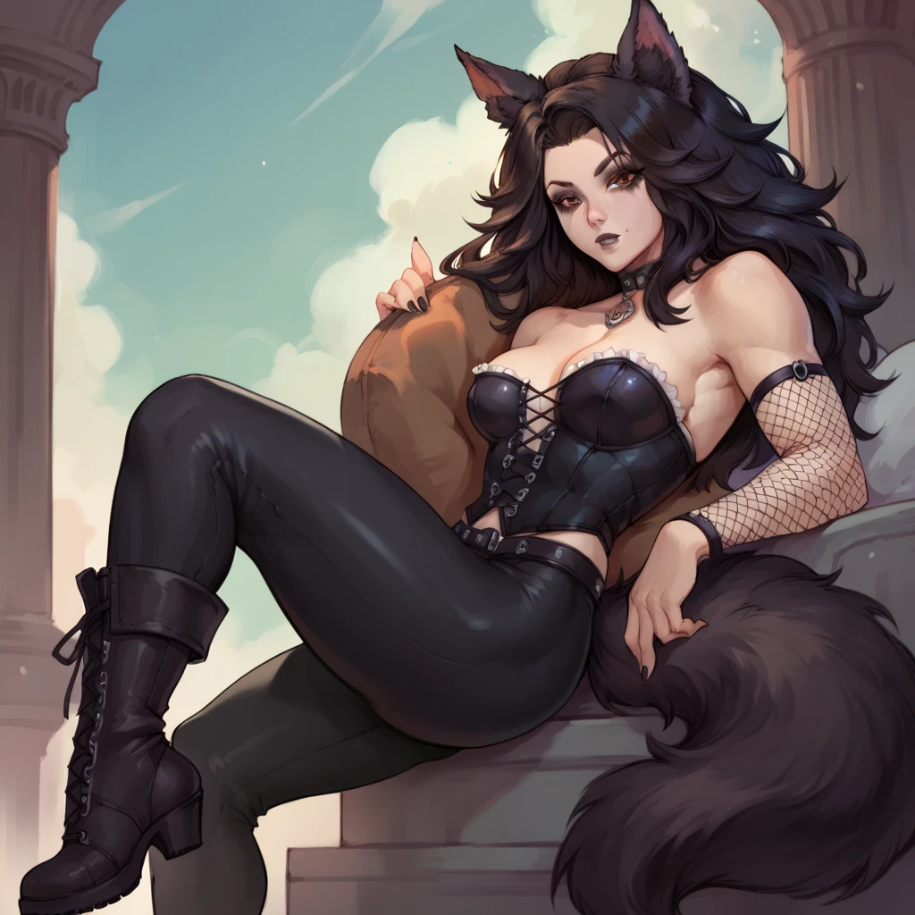 best quality, high resolution, distinct image, concept art, Natural Volumetric Lighting And Best Shadows, Deep Depth Of Field, Sharp Focus, Portrait Of Stunningly Beautiful Kemono Girl, Blue Scar Across Right Eye, Soft Delicate Beautiful Attractive Face With Alluring Cyan Shiny Eyes, Lovely Medium Large Breasts, Voluminous Mascara, Blue Sharp Eyeliner, Seductive Smiling, Open Mouth, Whiter Teeth With Cute Fangs Out, Windswept Disheveled Dark Purple-Black Hair, Spiked Hair Tie, Thick Layered Medium Messy Twin Tail Hairstyles, Blush Eyeshadow With Thick Eyelashes, Parted Lips, Pointy Black-Tipped Dog Ears Fur And Serpent Tail, Black Spike Choker With Bone Shape Name Tag, Black Bandeau Top With Ribbons, Long Black Fingerless Gloves With Fold-Over Cuffs, Black Ripped Shorts, Black Pantyhose With Thighs Pair Of Belts, Black Lace-up Spiked Boots, Hole On The Top Of The Cave, Cave Son Doong, Standing On The Big Rocks In A Cave, (Hands Up And Claw Pose:1.1), (Highest Quality, Amazing Details:1.4), Dramatic, Color Grading, Picturesque, Brilliant Colorful Paintings,
<lyco:GoodHands-beta2:1.0>