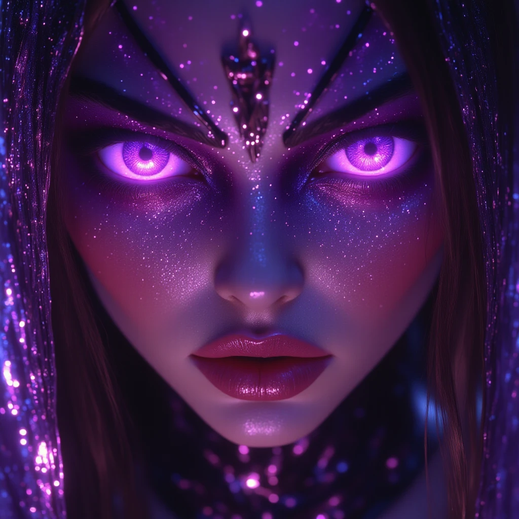 EYES ZOOM purple and magenta pilocromls eyes , mejillas shiny skin,
EXTREME LIGHT ON HIS FACE,, very soft , shiny skin , drawing style, quality, beautiful, full body full body, full body view detail, tall details, Very detailed, Textured leather, retina, long hair, big breasts, Shine, light reflection, Illustration, photorealistic,