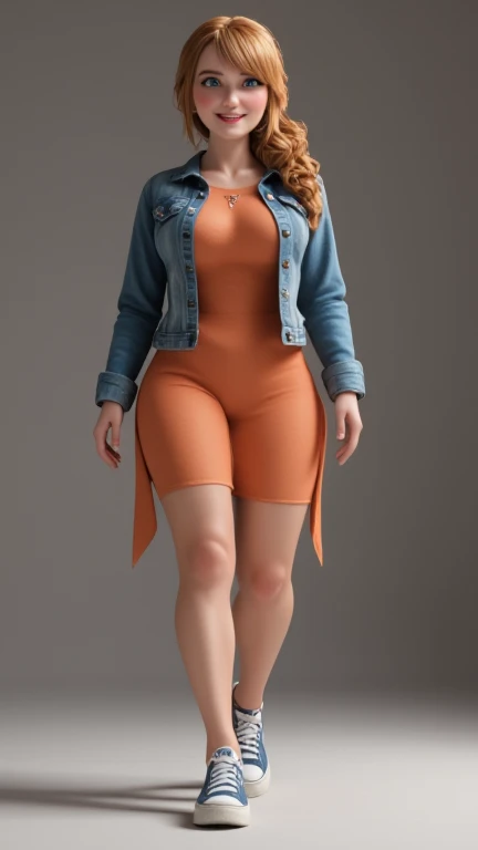 monali thakur Indian beautiful actress curvy plus size hour glass bulky huge figure woman, closeup camera view, big huge m-cup breast, wearing SHEIN Essnce Plus Size Summer Casual Solid Color Batwing Sleeve Jumpsuit With Elastic Waist Color: Orange , covered Bust , elegant standing position, eye contact view, different style hairstyle, bright eyes, thin eyebrows, fair skin, blushing cheeks, prefect head to toe view, full body, and expansive views, ideal for high-fashion or editorial shoots, ultra realistic skin texture, head to toe view, full body shot, full body view, smile face, black hair, Indian face, perfect skin tone light, ultra realistic skin texture, bigger waist, busty, big hips, fleshy thighs, thick thighs, busty, full body view, Lake Bled, Slovenia: Picturesque lake with a church on an island and a medieval castle overlooking it.