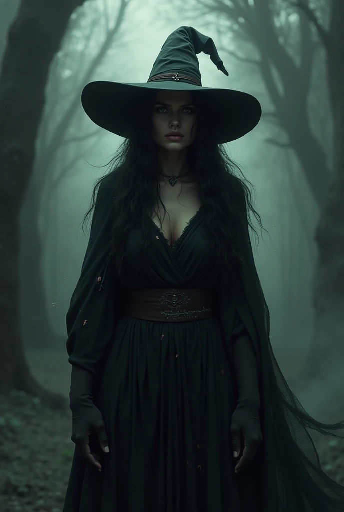 beautiful detailed eyes, beautiful detailed lips, extremely detailed eyes and face, long eyelashes, 1 female witch, elegant witch, sexy witch, witch on broomstick, witch pointing finger at viewer, main nette et détaillée, golden eyes, intense seductve gaze, full body, dark fantasy, dark magic, dark witch, moody lighting, dramatic lighting, cinematic lighting, highly detailed, intricate details, fantasy art, digital painting, hyper realistic, masterpiece, 8k, photorealistic, cinematic, dramatic, mystical, magical