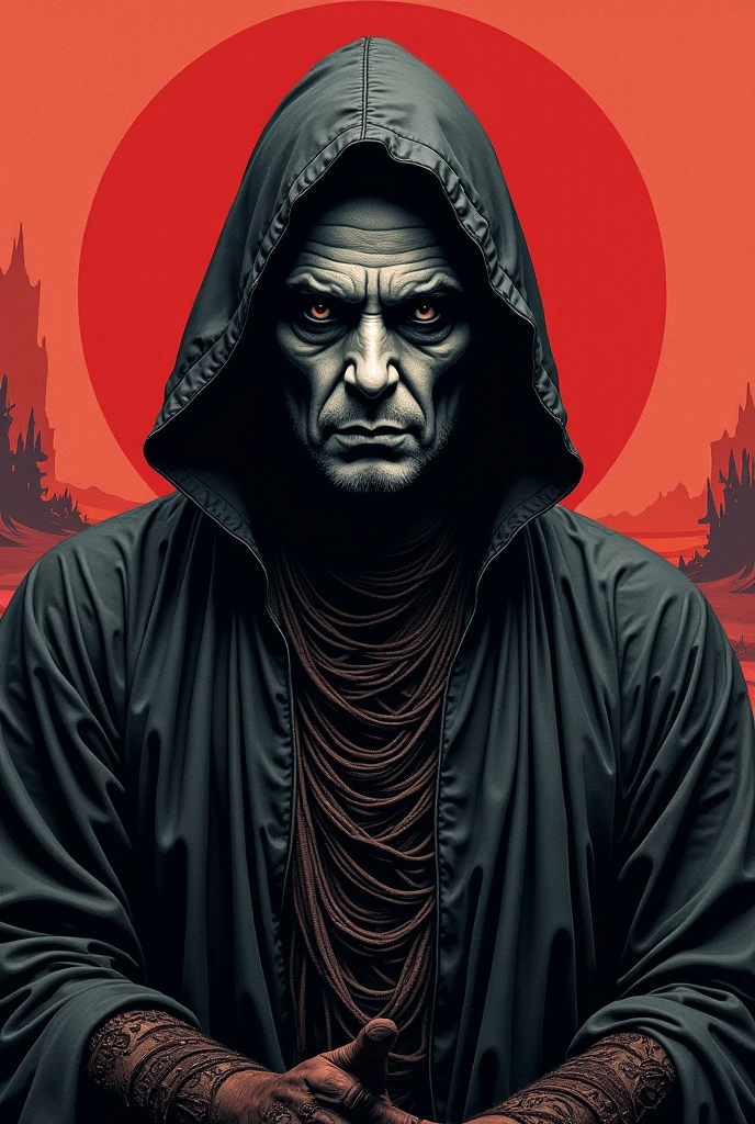 Astrologer on trishirt with red eyes