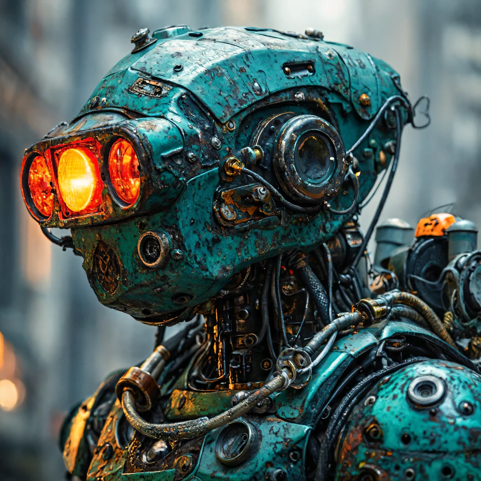 Diesel punk robot , eye Patch