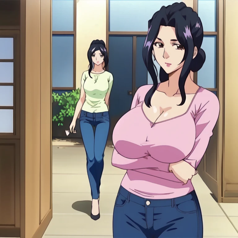 Mikoto uchiha in a sexy lacy black lingerie ,cleavage,milf,standing on door,full scenario