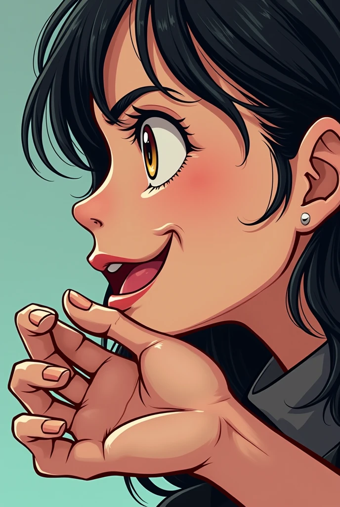 score_9, score_8_up, score_7_up, source_hentai,takeda hiromitsu style,tannde skin, perky lips, big lips, tongue, spit, licking lips, cardboard glory hole, sweat,sweatdrop, background bedroom, best quality, masterpiece,4k