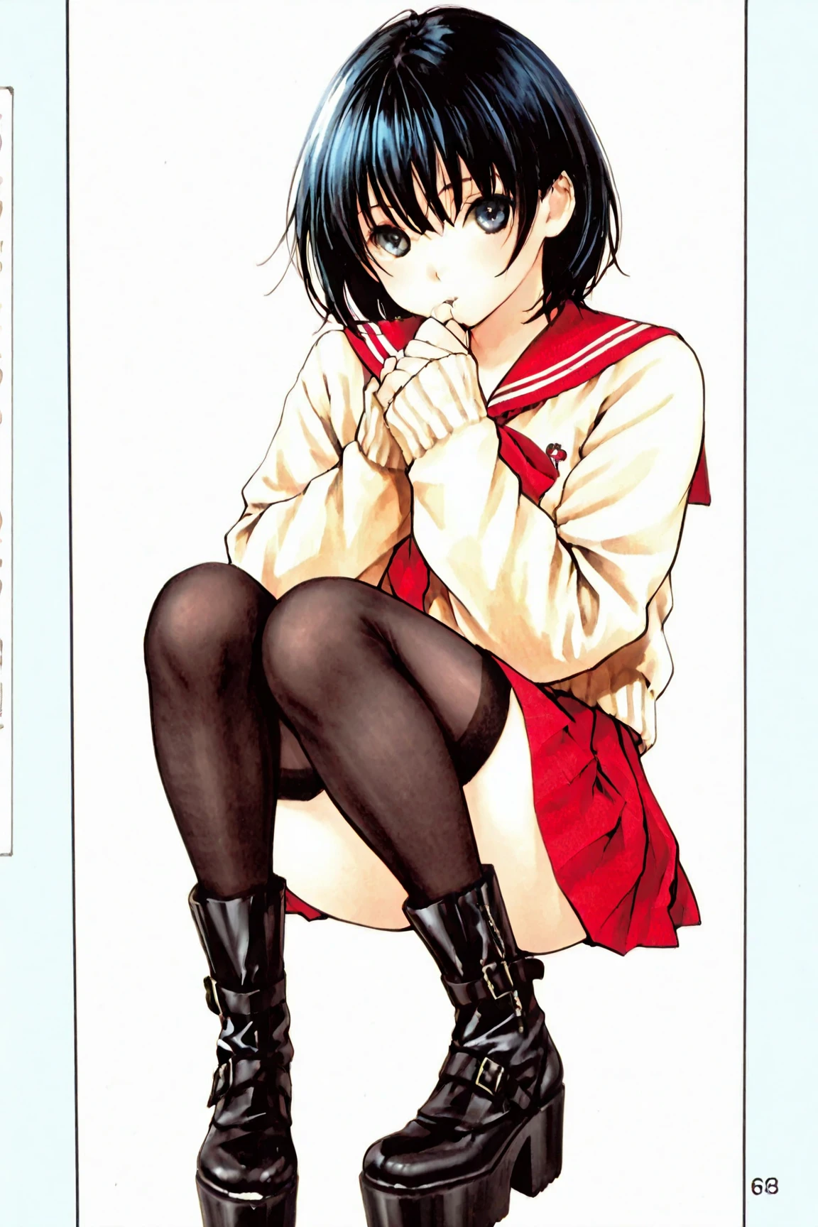 Naoki Urasawa and the Beautiful Girl、Highest quality、masterpiece、Ultra high definition、Japanese、uniform、high school girl、Bobcut、Black Hair、8k