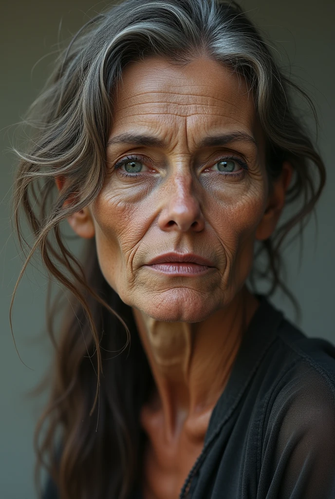 35 year old mature simple woman, wrinkles on the face, Blue eyes, not a perfect face, (photorealistic:1.4, extremely complex:1.3, radiation, photon mapping, dtx, 8 K), ((((heart necklace close up, casual wear, [medium breast:Big breasts:0.8])), [Skin detail:freckles:0.7], natural), Bock effect, blurred background, Focus on face, street realistic light, no nudity, No eroticism