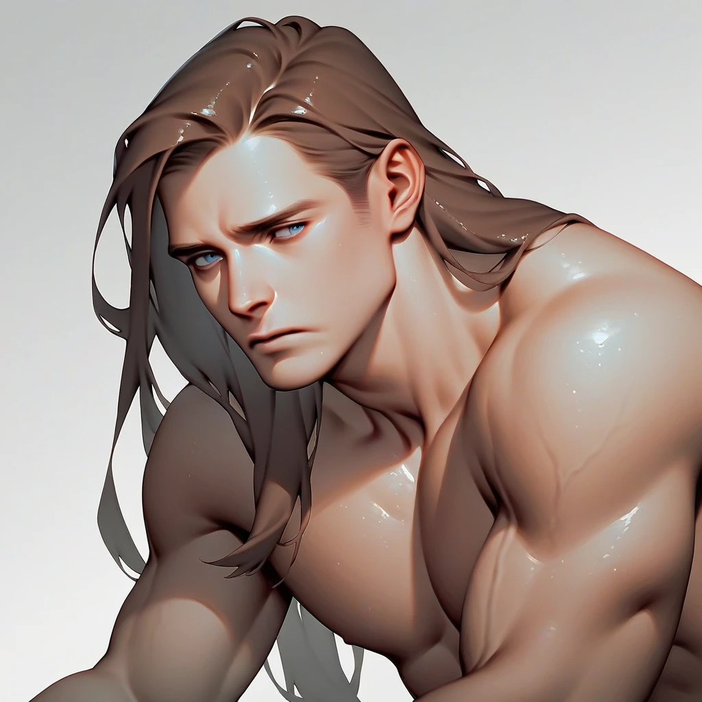 A skinny dude with a huge dick and long hair