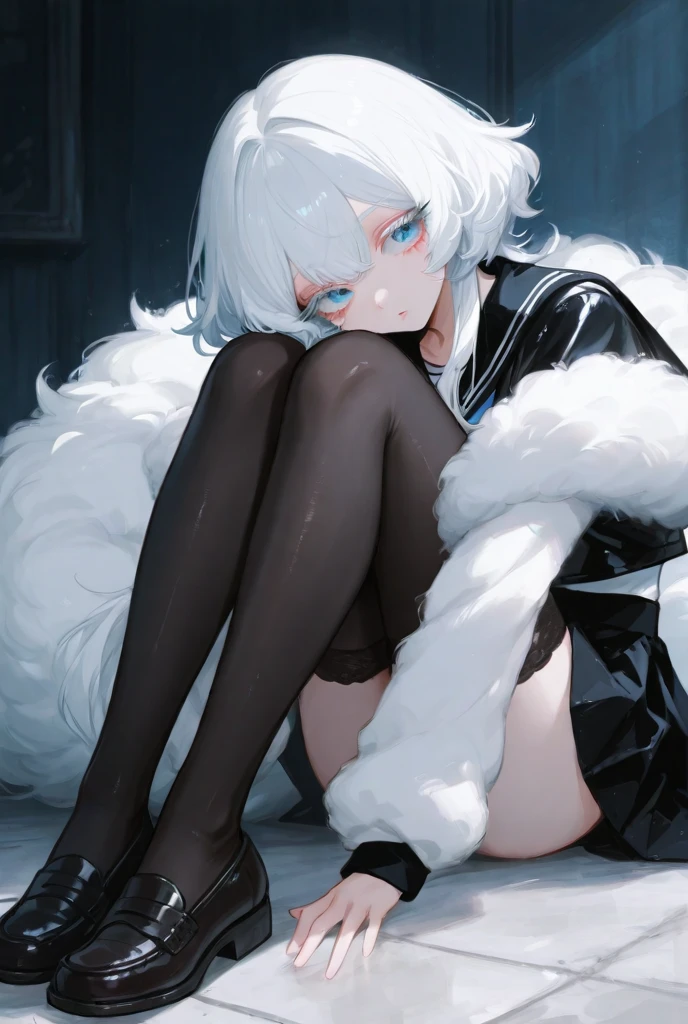 ((Лучшее качество)), ((шедевр)), (подробный), Chan in a skirt and stockings spreads her legs
