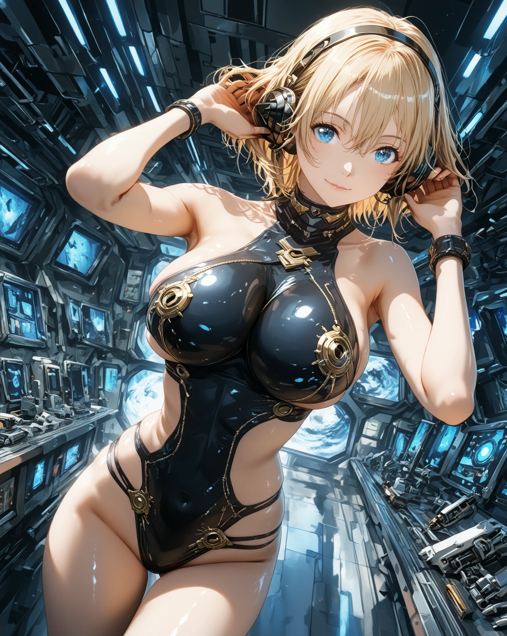 ((gothic vampire piloting in gothic spacecraft)), (((retro anime))), (from below), ((120 fov)), ((((gothic)) control panels)), ((mature)), (((gothic))), iridescent bodysuit, ((lace accessories)), ((pilot seat)), ((((lying back)) pose)), ((elegant)), (((serious tone))), ((cockpit top control panel)), intricate control panel details, (close-up), 1990s (style), [blushing], [sweat], masterpiece, ((claustrophobic)), sparkles, best quality, screens, ((pilot helmet)), ((hands on controls)), night, (cockpit lights)