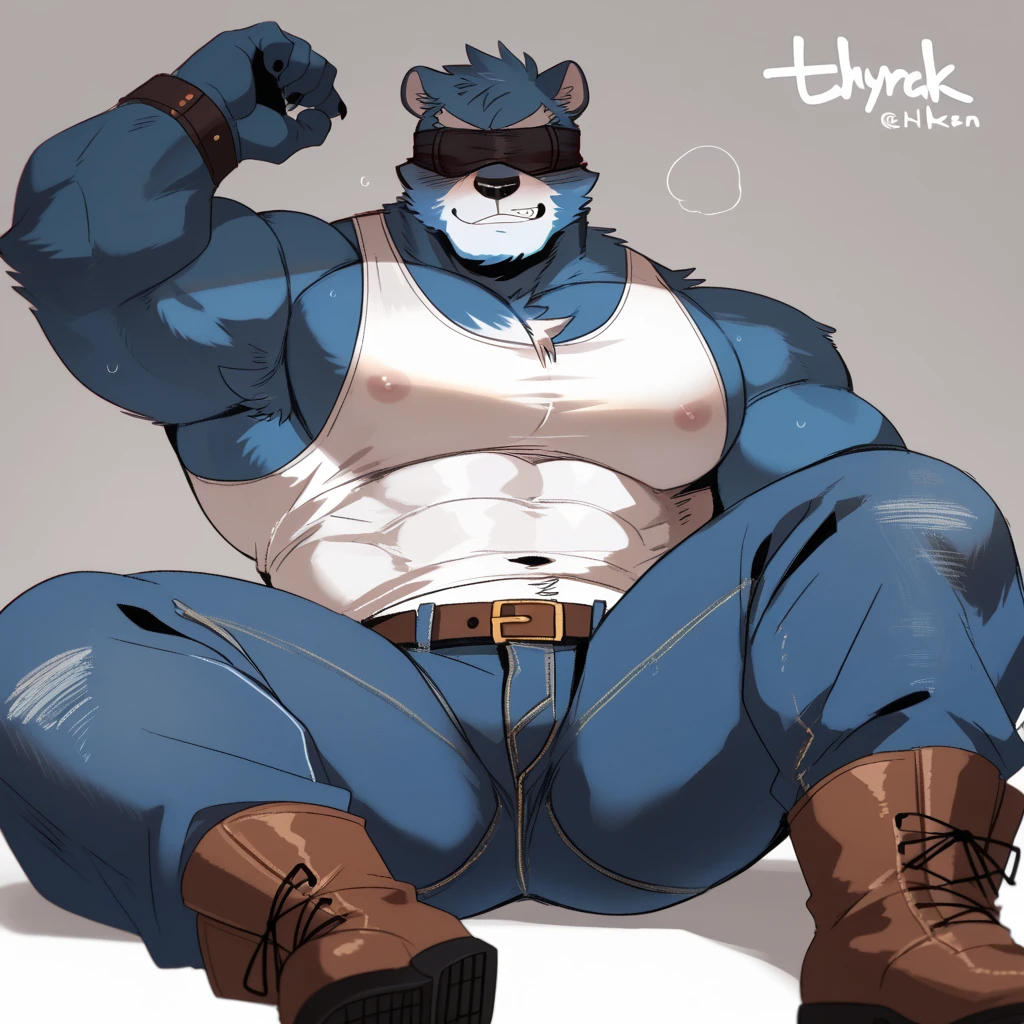 Solo, male, laying on couch in living room, bulge, by bigcozyorca, by goonie-san, by bebebebebe, by spikedmauler, front view, big buff , wolf, blue fur, bushy tail, buff, wearing underwear, steam, panting, blush, hearts, handsome expression, hard cock, boner, throbbing boner, older, sexy pose, beard, massive bulge, throbbing movement around cock, looking at viewer, close up, cock detailed outline, on top of viewer, underwear cock outline, exposing boner, dad, dad bod, daddy