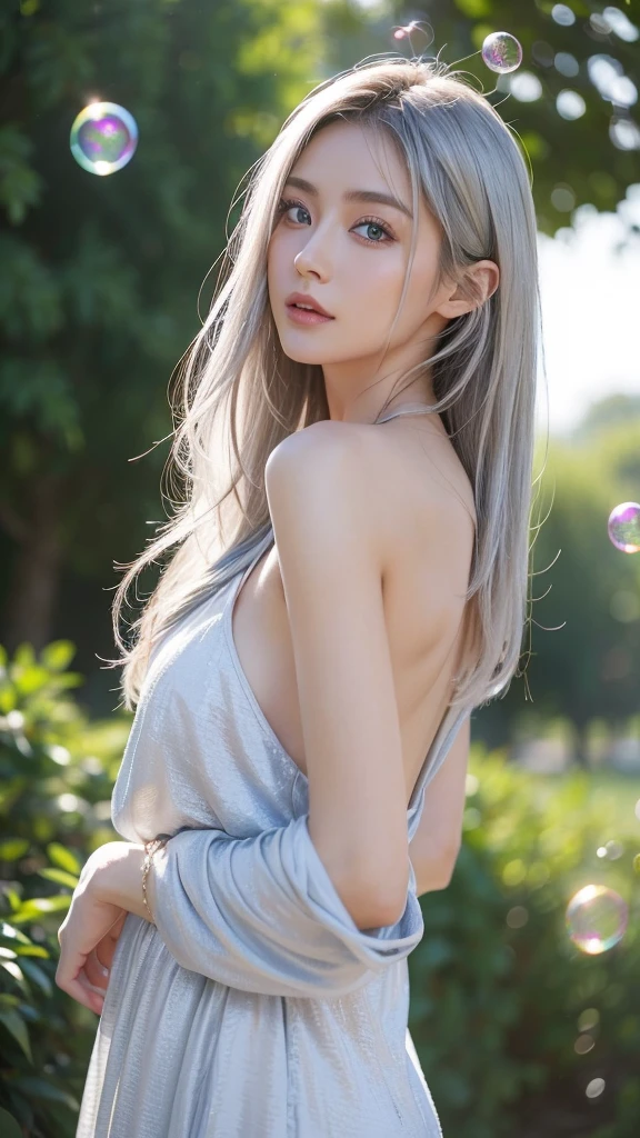 ((Top Best quality, 8k, Masterpiece :1.5)), Sharp focus :1.4, A pretty girl 18 years old with perfect figure :1.6, Slender abs :1.3, korean , ((K-Pop idols)), 、((full body)), high resolution, ((Naked)), Best quality, Works of masters, A high resolution, 1girl, Super beautiful face, super beautiful eye, ((detailed face)), ((detailed eyes)), Super beautiful platinum white mohawk hair,(MagazineCover:1.2),((detailed hair)),(()), ((lying on the football field grass)),((detailed nipples)), ((detailed vagina)), ((detailed nake body)), Expose shoulders, accentuated super huge enormously gigantic nude and nipples exposed