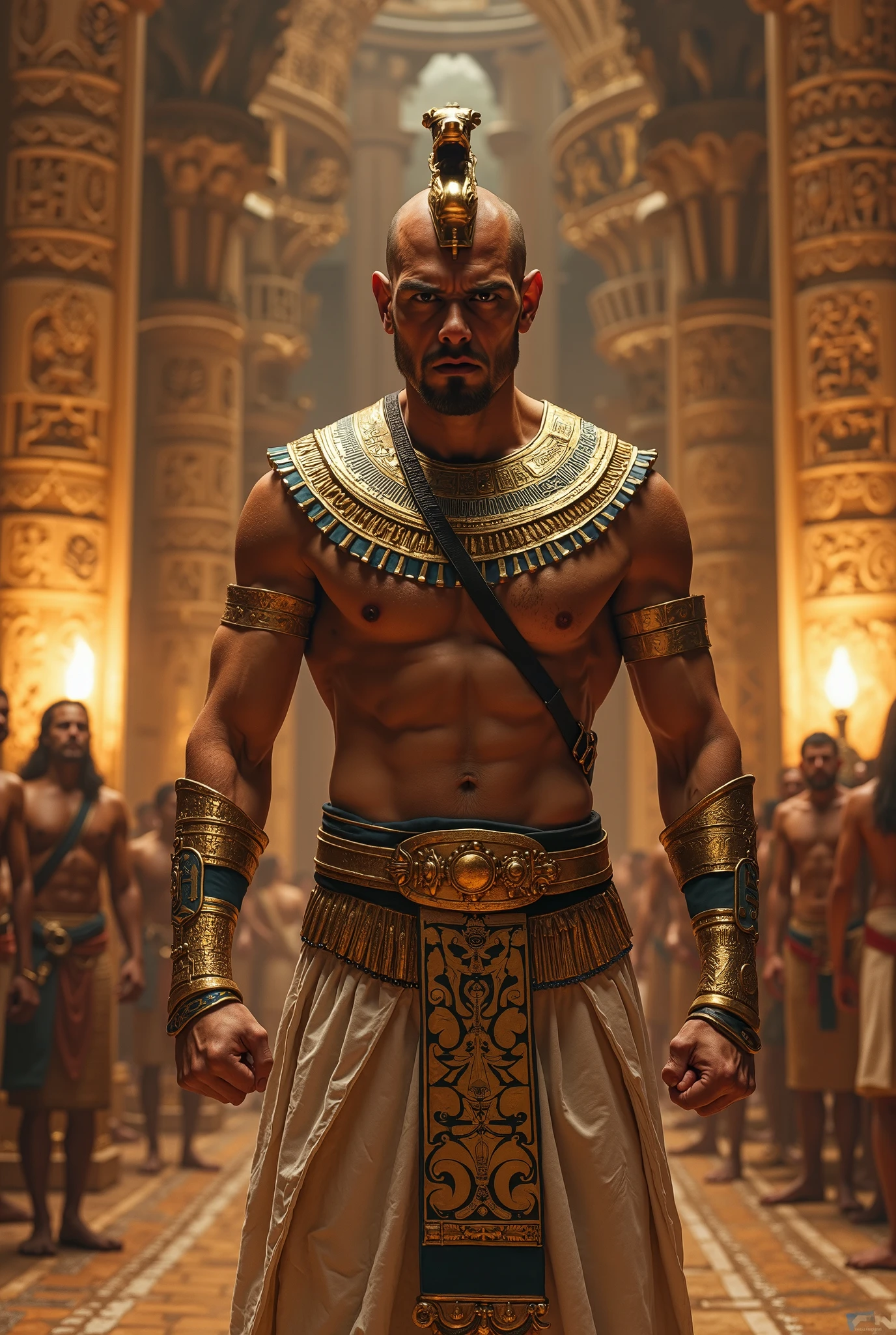 A middle-aged, A man who looks handsome and athletic and modest,Soldiers in the ancient city of Egypt