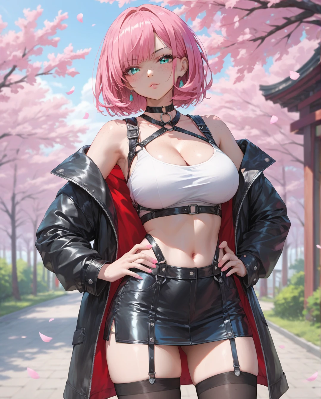 1female,22 yers old,Married Woman,熟妇,plumw,extremely large bosom, 独奏,(Background with:ponds,Cherry blossom forest,lotus flower)Lie underwater, She has short pink hair,seen from the front,, mostly cloudy sky,(((tmasterpiece),(Very detailed CG unity 8K wallpaper),best qualtiy,cinmatic lighting,detailed back ground,beatiful detailed eyes,Bright pupils,Black eyes,Snow-whiteskin,Redlip(Very fine and beautiful),(Beautiful and detailed eye description),ultra - detailed,tmasterpiece,))facing at camera,A high resolution,ultra - detailed),revealing breasts,Bare genitalia, Bulge,legs are open,Raised sexy,Camel toes,Desire for dissatisfaction,frontage,air force,beret(Wearing:Dark green bomber jacket,Black tights,)