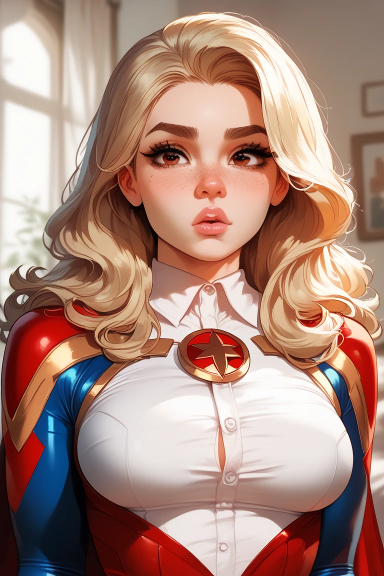 (masterpiece:1.3), (8K, Realistic, RAW Photos, Highest quality: 1.4), Absurd, charm, Ultra-high resolution, Ultra-realistic, Very detailed, Golden Ratio, (Realistic), (Best Shadow), Low contrast, (Complex:1.4), Side lighting, 8K, Beautiful Face, (Realistic Face), Beautiful hairstyle, Realistic eyes, Beautiful details, (Realistic Skin), Beautiful Skin, (One Girl), ((Brie Larson, CAPTAIN MARVEL)), (Accurate hand and finger depiction), (Blonde long hair:1.3), ((Mouth open)), (Surprise expression:1.1), (Flushing), (Sweat), NSFW ((Staring at penis)), ((Having a penis pressed against her cheek)), BREAK ((2boy, 2 Realistic thick penis:1.1))