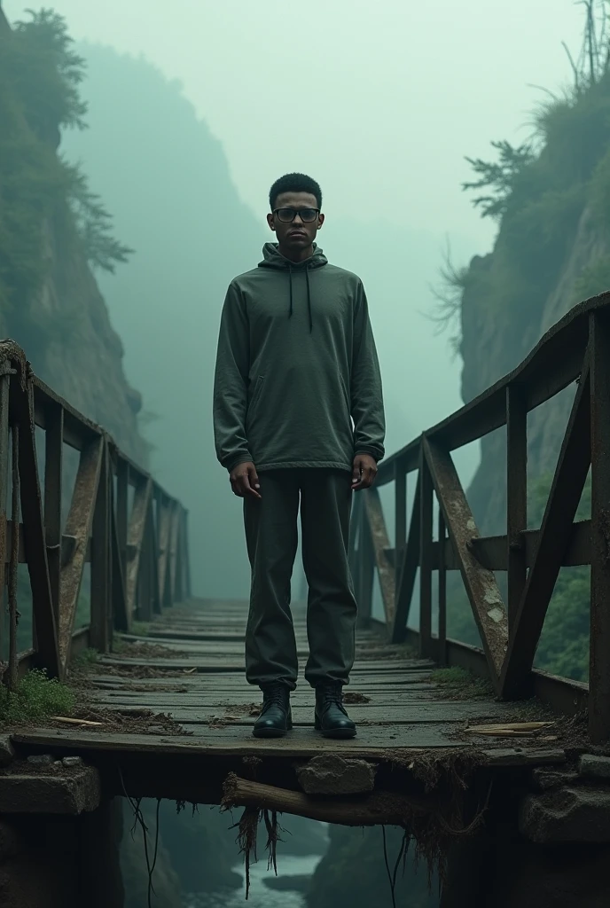 A candid photograph of, a black 30yo average boy, running in deep dark woods, forest, nighttime,, t-shirt pants,
