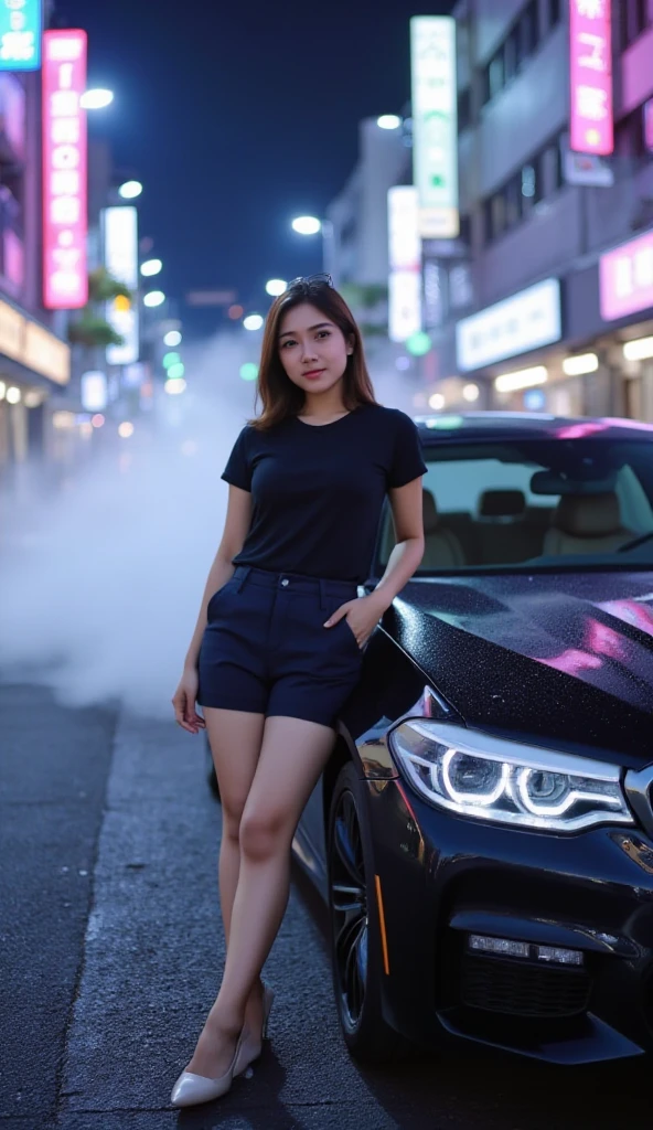 araffe woman in blue shirt and jeans posing in front of a blue car, woman model, anime thai girl, sakimichan, trending at cgstation, dang my linh, inspired by Leng Mei, blue outfit, wearing a dark blue polo shirt, sexy girl, wearing polo shirt, instagram model, tithi luadthong, gta 6 style