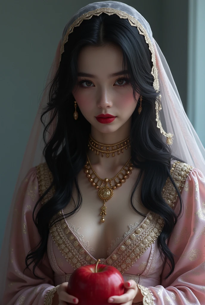 a close up of a woman wearing a gradient red crystal jewel veil and a gold head piece, stunning digital illustration, face covered in beautiful veil,4k highly detailed digital art, beautiful digital artwork, arabian beauty, beautiful digital illustration, 8k stunning artwork, 8k high quality detailed art, intricate wlop, detailed beauty portrait, arabian princess, detailed beautiful portrait, beautiful art uhd 4 k