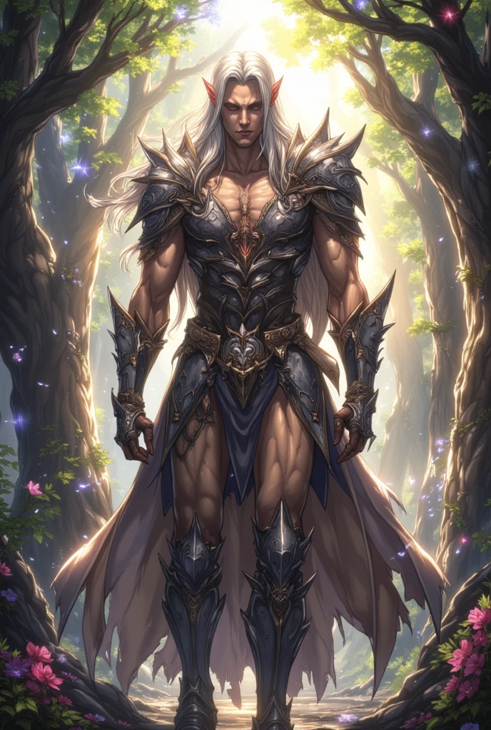 Top quality, Photorealistic, 8K, High Definition, absurd res, high res, ultra sharp, masterpiece, (masterpiece), best quality, expressive eyes, perfect face, Super eyes, masterpiece, highly detailed exquisite character art, epic fantasy digital art style, detailed digital 2d fantasy art, ultra-realistic, a close-up of a person on a tree branch with a sword, highly detailed exquisite fanart, male Viera, epic fantasy art style, epic fantasy digital art style, detailed digital 2d fantasy art, epic exquisite character art, beautiful male elf, male elf ranger, god of the forest, revealing clothing, pecs, butt, skimpy outfit, legs spread open, bulge, sexy clothing,