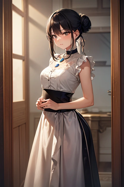 (masterpiece: 1.3), (maximum resolution: 1.2), (ultra high definition tv: 1.2), cinema light, 8K resolution, fine eyes and skin, detailed faceの特徴, , (focus clearly on the chest: 1.2), (The focus is on the face:1.2),perfect style, cute face, Accurate, anatomically correct, Highly detailed face and skin texture, fine eyes, double eyelid, thin eyebrows, glitter eyeliner: 1 natural cheek, shiny skin, Fair skin, Glossy skin: 1.2, (glossy lips: 1.4),、 (embarrassed look: 1.2),20 year old woman, (detailed face:1.2), (highest quality:1.2), Retrospective shot of rear loam、angle from below, Low - Angle, from behind, cinematic lighting, perfect style, beautiful face, (skirt lift:1.4), loose and wrinkled white panties, stockings, blush、humiliation、impatience、glare、tears、embarrassing、surprised expression、Anger expression、 (Maid clothes:1.5),full of sweat、silver hair、green ash eye、Retrospective shot of rear loam、Low - Angleから、soaking wet、Overflowing sperm、Sperm in the ass、sperm on thigh、flowing sperm(fascinating butt:1.2),、exposed panties、disheveled clothes、exposed chest、