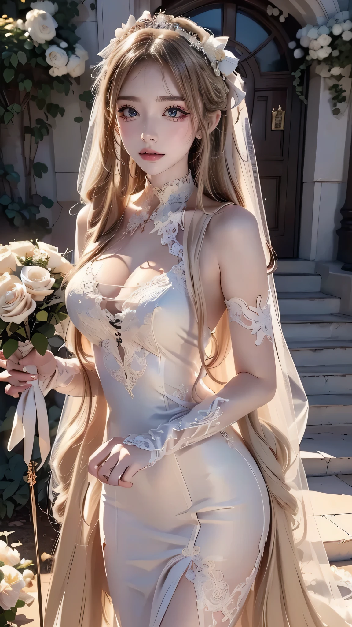 there is a woman 18 years old, beautiful, realistic, cute, very detailed faces, very detailed eyes, high quality 8k, ((huge breast))