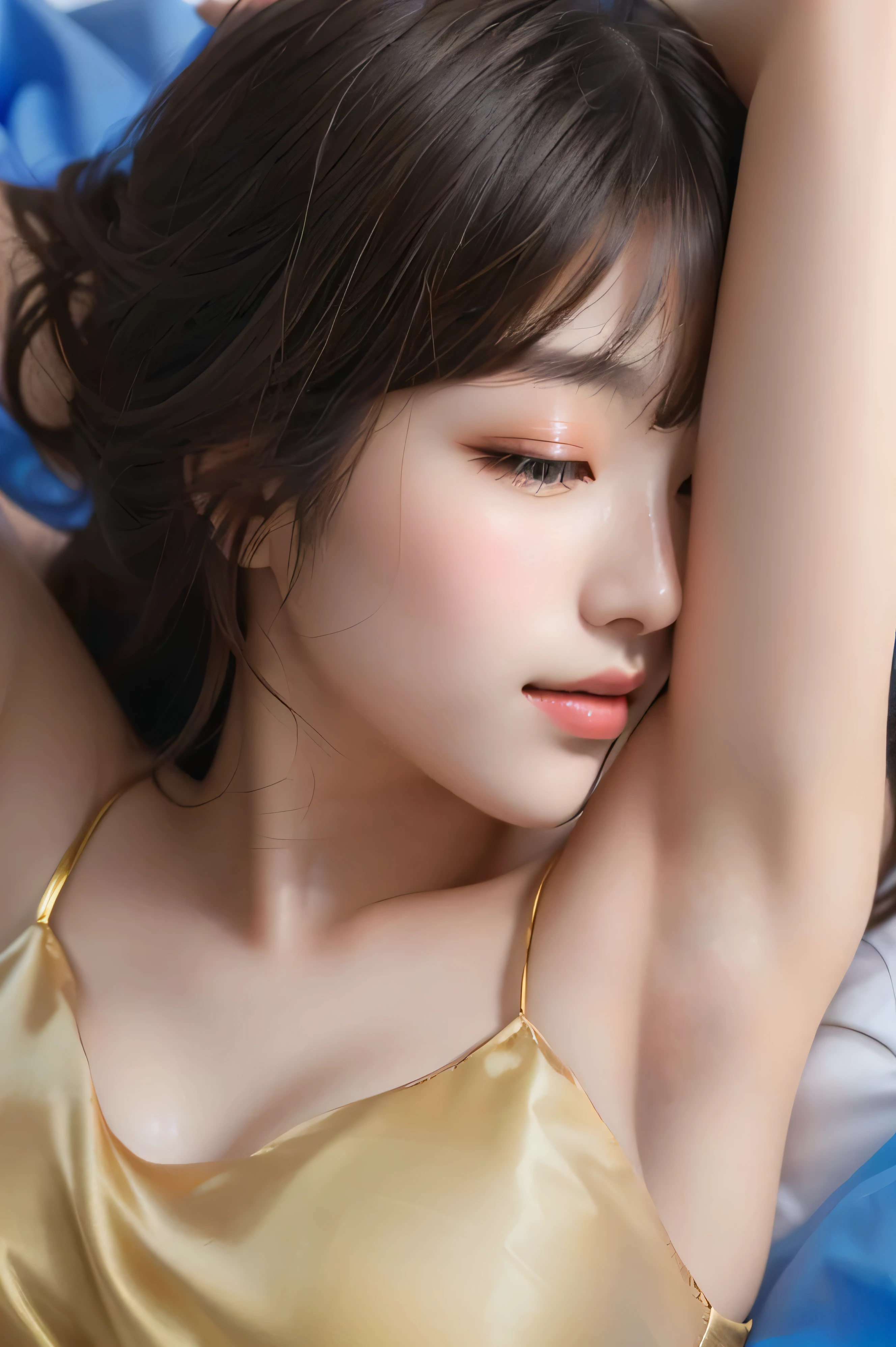 ```plaintext
(((best quality))),(((ultra detailed))),(((masterpiece))),illustration,1girl,solo,slim,thin,small breasts,flat chest,shoulder length straight hair,lace qipao-nightgown,dead of night,pitch-dark bedroom,silicone doll appearance,porcelain skin,long lashes,delicate features,soft ambient lighting,ethereal aura,intricate lace details,elegance,mystery,delicate collarbones,slender waist,dark luxurious sheets,intimate ambiance,poisoned coffee,chilling moment,beauty and danger,captivating dichotomy,unsettling visual,lying flat on back on the bed,((close eyes,open mouth,female orgasmic,ahegao,blush)),((from above,top view)),(rise arms up,armpits)