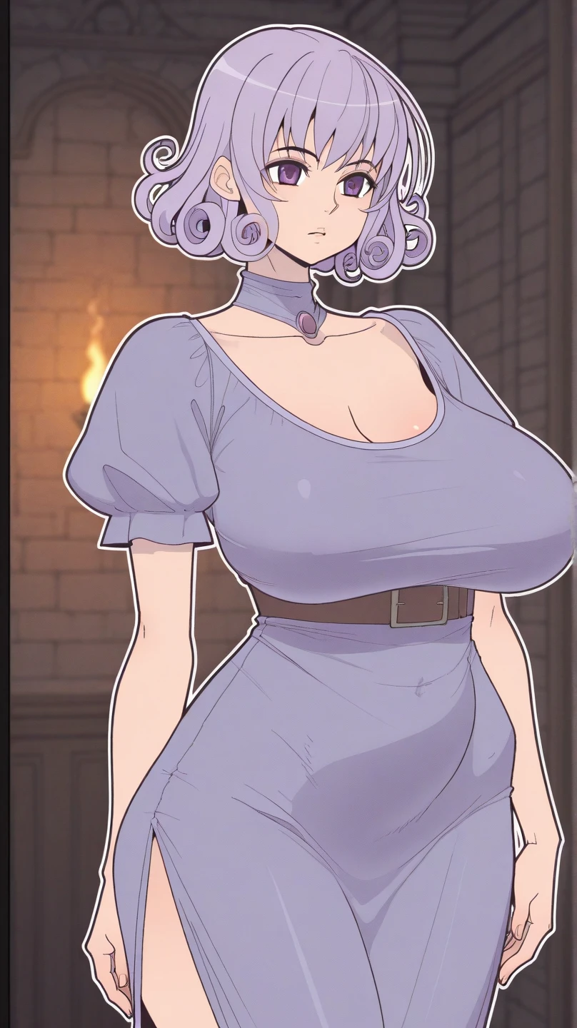 source_anime, (score_9, score_8_up, score_7_up, score_6_up) masterpiece,
1girl, solo, raventt, grey skin, purple hair, purple eyes, lewd face, blushing, biting lip, massive breasts, body, cute pink dress, short skirt, looking at viewer,