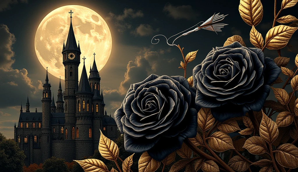 ange de la mort , triste , lune rouge , roses noirs .