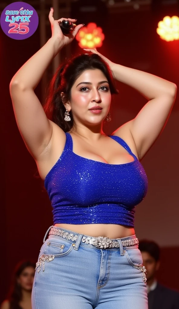 Looks like Sandeepa Dhar, a photo portrait of a beautiful girl 40 years old Woman, curvy hot mommy figure, fleshy figure, with curls, styled black hair, (face portrait:1.5), dramatic light, Rembrandt lighting scheme, bust shot, linen tank top , top quality editorial photograph, skin texture, skin pores, chocolate skin, high quality skin, top quality photography, professional photography, professional retouching, insane detailing, warm moody tones, modern clothes, highly detailed armpits,