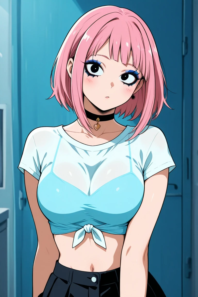 (((masterpiece))), (((best quality))), ((ultra-detailed)), (highly detailed CG illustration), Boa Hancock, (nsfw:1.5), (masterpiece:1.5), Detailed Photo, Sexy, (Best Quality: 1.4), (1girl), Beautiful Face, (Pink Hair, short Hair: 1.3), Beautiful Hairstyle, beautiful detail eyes, (realistic skin), beautiful skin, absurd, attractive, ultra high resolution, high definition, (sexually aroused:1.5), Pinkish white skin, cool white light, sexy pose, Beautiful , white background, pink soft white light, Wear a white tank top, (bukkake:1.4), mature, onee-san