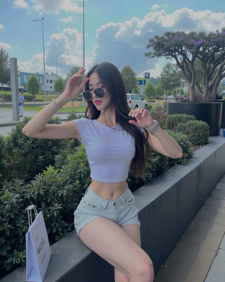 ((Top Quality, 8k, Masterpiece: 1.3)), Beauty, Hide Face, 1 Girl, Beautiful: 1.3, Slender Abs: 1.1, Camisole, Cleavage, brown wavy Hair Long, Ultra Detailed Face, Highly Detailed Lips, Detailed Eyes,