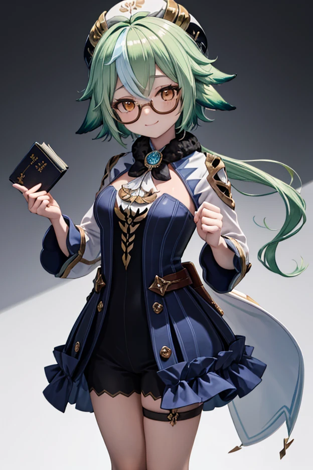 alta calidad,obra maestra。linda mujer。Su cabello es negro y largo,El peinado es liso.。ella parece alta。Sus pechos son enormes y muy grandes.,The style is good too..。He has a cute face that looks good with glasses and he smiles with glasses on...。La ropa es uniforme escolar.,He'en la chaqueta。La falda y las medias del uniforme son negras..。she is standing in the classroom。