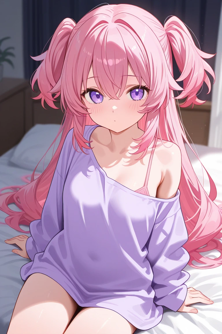 Momo Belia Deviluke has short pink hair and purple eyes. In the To LOVE-Ru manga, straightened her hair out She also has two small flowers on her hair. on bed