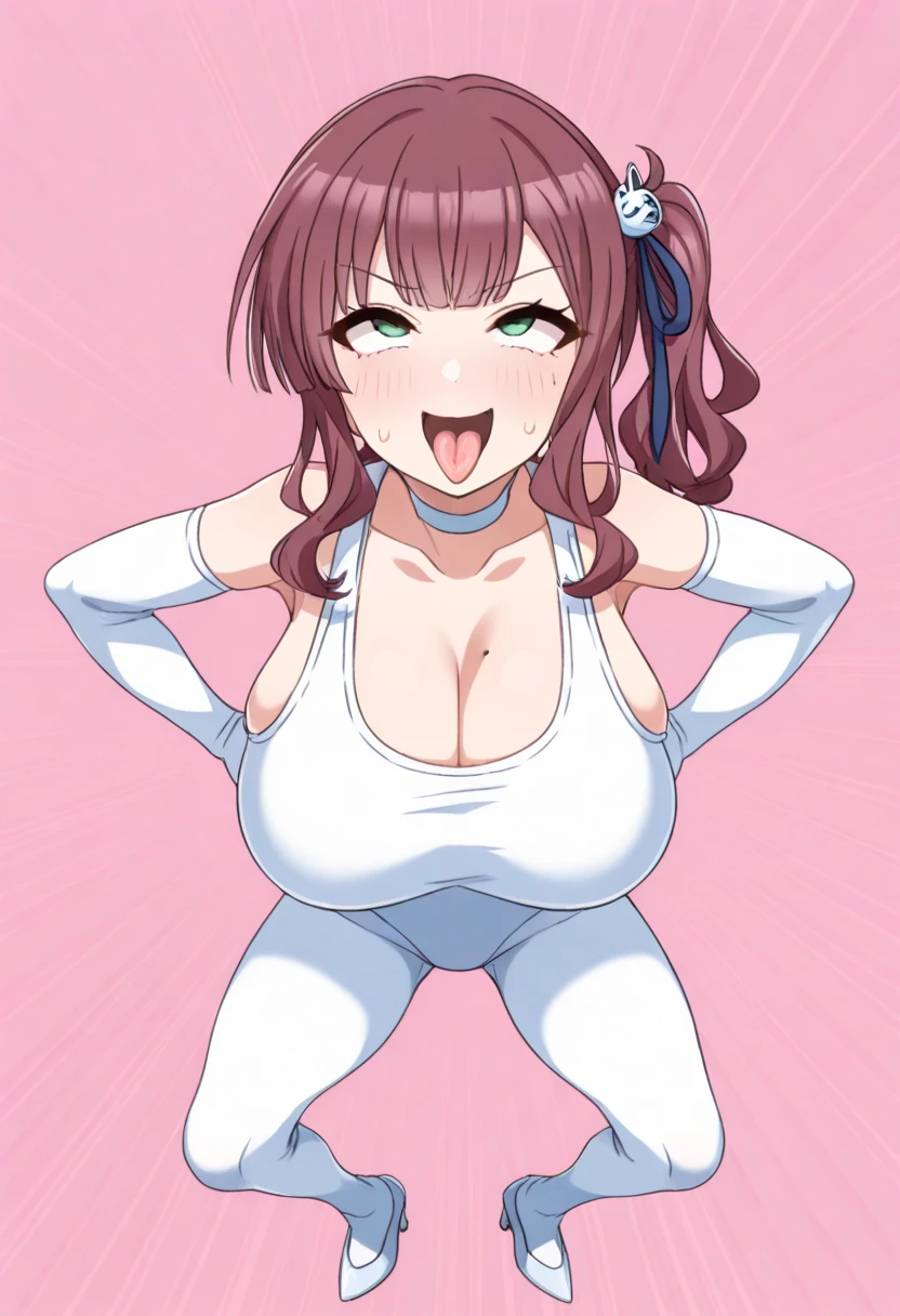 (masterpiece, best quality:1.2), 1girl, solo,standing,
by by buta99, by chelodoy, by spikedmauler, by cervina7, solo, female, standing, brown dog ears, dog nose, looking at viewer, ((hair, snout), lips, eyelashes, eyeliner, big breasts, cleavage, light brown fur, pink eyes, sexy, long brown hair, long wavy hair, skinny, canine, pink, kawaii, small waist, huge thighs, milf body , big eyes, kawaii background, pink clothes, brown hair ,kawaii, super kawaii, big hips, kawaii outfit, sexy, nsfw, pink, pink theme, huge , showing, huge thighs, huge hips, shiny, border around body, skinny waist, mini skirt, shiny skin, glowy skin, huge curls, bangs, front facing viewer, angry, angry face, mad, tongue out, emote