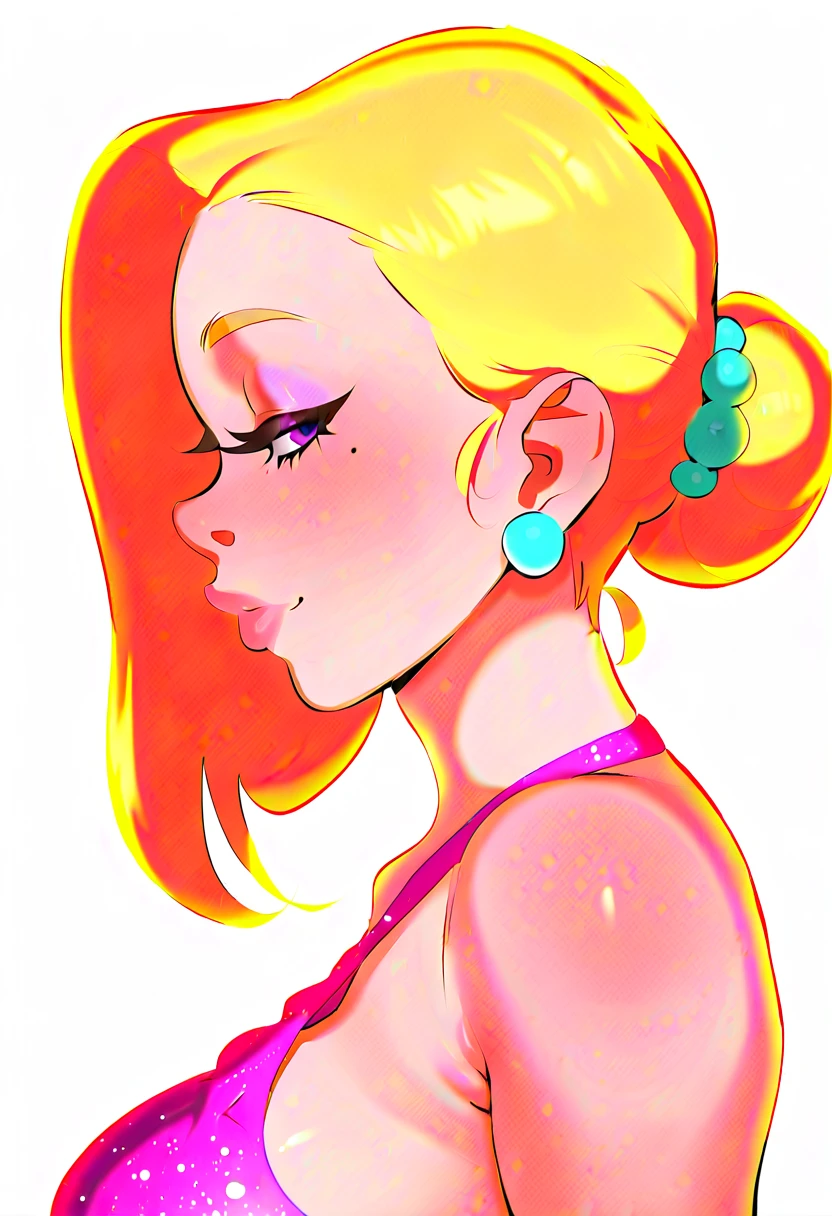 girl pink pepe as mona lisa, pink hair, dreamy vaporwave background, painting
