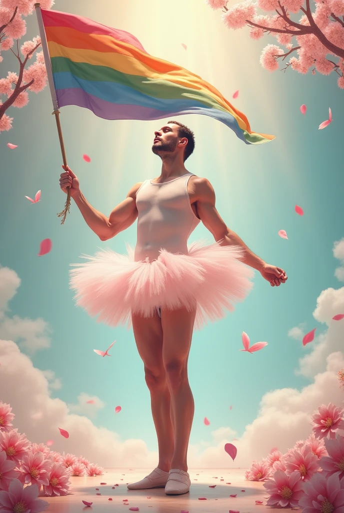 one muscular naked boy, wearing nothing, completely naked, smiling, Balloon in hand, Face the lens...In the background are a lot of colorful balloons that have risen into the air. blue-sky, full body shot